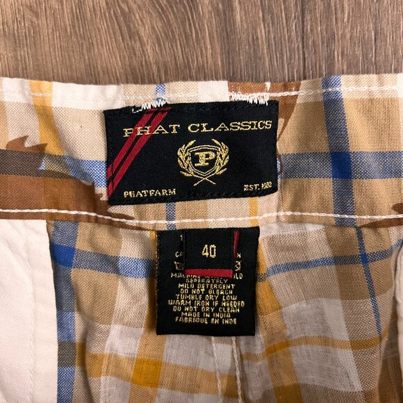 NEW Phat Farm Classics Retro Plaid Leaf Shorts Men's 40 - Picture 3 of 8